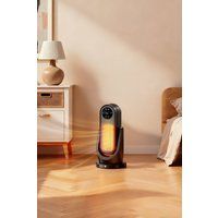 Living and Home Electric PTC Space Heater with Human Sensor for Indoor Use in Black