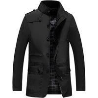 MODISHION Men's Stand-up Collar Jacket Coat in Black | Size: Large