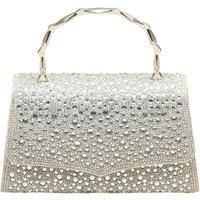 Women's Elegant Rhinestone Evening Clutch Bag in Silver