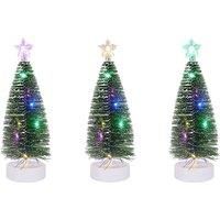 Living and Home 3 Pieces Mini Christmas Tree Set with LED Lights in Green | Size: B