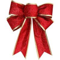 Living and Home 10 Pieces Christmas Bows Ribbon Bowknot Christmas Tree Ornaments in Red