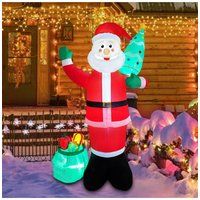 Living and Home Giant Inflatable Santa Claus with Christmas Tree & Gift Sack for Yard in Red