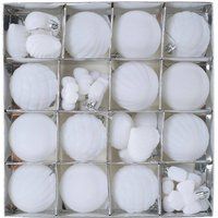 Living and Home 32 Pieces Christmas Ornaments Set with Balls, Angels, Hearts for Xman Tree in White