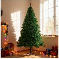 Living and Home 2.1m Faux Christmas Tree Classic Cone Shape Pine with Metal Stand in Green