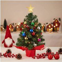 Living and Home 57cm Mini Pre-lit Christmas Tree with Multicolor Ball Ornaments