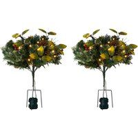 Living and Home Pre-Lit Artificial Christmas Tree Urn Filler with Yellow Leaves | Size: 1 Pack