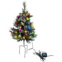 Living and Home 1 Pieces Mini Pre-Lit Frosted Outdoor Christmas Tree with Multicolor Ball