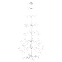 Living and Home Metal Christmas Tree Holiday Ornament Display Stand with Star Top in White | Size: Large