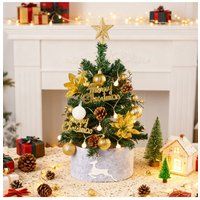 Living and Home Mini Flower Decor Pre-Lit Christmas Tree with Deer Pattern Base