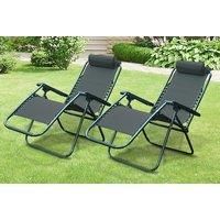 Zero Gravity Textoline Garden Chairs  3 Colours  Black | Wowcher