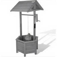 Novelty Wishing Well & Built-In Bucket Planter - Wooden, Perfect for Gardens & Patios - 2 Colours