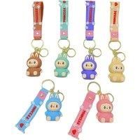 Unisex Black Lafufu Cartoon Silicone Keychain - Pack Of 3 Or 6Pcs