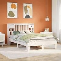 Bed Frame without Mattress White 150x200 cm King Size Solid Wood Pine