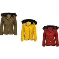 Quilted Fur Collar Hooded Parka In Multiple Sizes & Colours - Khaki