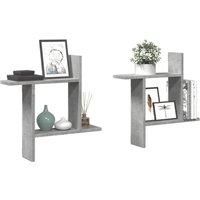 Wall Shelves 2 pcs Concrete Grey 50x12x50 cm Engineered Wood