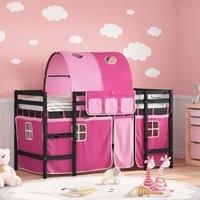 Kids' Loft Bed with Tunnel Pink 90x190cm Solid Wood Pine