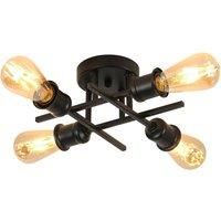 Vintage Ceiling Light Matte Black Semi Flush Mount 4 Lights E27 Base