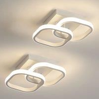 Goeco Double Square LED Aluminum Ceiling Light White Square 24*24*9.5cm 24W Frame Diameter 19cm Neutral Light 220V 2 Pack