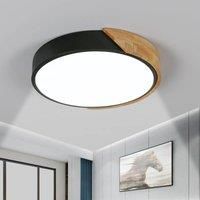 24W Modern LED Ceiling Light Round Wooden Indoor Ceiling Lighting 30cm 2400LM,White Light 6500K,for