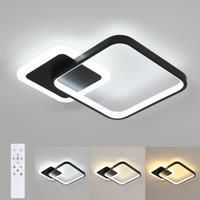 Goeco Square LED Acrylic Ceiling Light Black 33*33*6CM Stepless Dimming with Remote Control 20W 220V