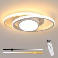 Goeco Double Circle LED Aluminum Ceiling Light White Oval 39W 38.5*17*6cm Stepless Dimming with Remote Control 220V