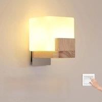 Dimmable LED Wooden Wall Lamp 20W, Modern Wall Lamp 3000K-6500K 3 Colour Temperatures for Living