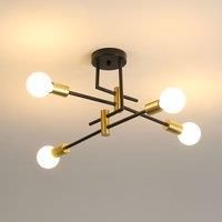 Black Gold Iron Flush Mount Ceiling Light 70x20cm E27 Base Dining Room Fixture