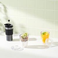 Bodum Insulated Piston Cup with Hinged Lid, 0.35 L Black Transparent - 11102-01S