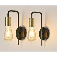 Vintage Wall Light 2 Pack, Industrial Indoor Retro Iron Wall Spotlight for Bedroom Corridor Bar, E27, IP20, Black, Without Bulb