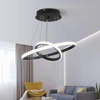 Goeco Double Circle Pendant Chandelier 20+40cm Black Cool White
