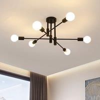 Goeco Chandelier Black Wrought Iron 6-Light Cluster Ceiling Lamp
