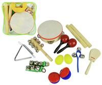 A-Star 14 Piece Handheld Percussion Set with Storage Carry Bag, Educational Wooden Plastic Metal Musical Instruments for Kids