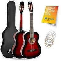 3rd Avenue Full Size Classical Nylon String Guitar Pack with 6 Months FREE Lessons, Bag, Strings And Tuner – Redburst