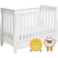 Babymore Eva Sleigh Cot Bed Dropside with Drawer (White Finish)