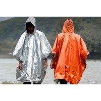 Aluminium Reflective Thickened Emergency Raincoat Poncho - Black