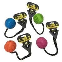 HAPPYPET ATOMIC GALACTIC TOUGH DURABLE DOG PUPPY BALL ON ROPE FETCH TOY 2.5"