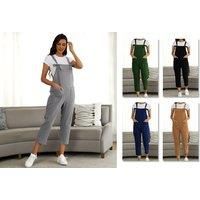 Women'S Relaxed Cotton Dungarees - Black, Grey & More