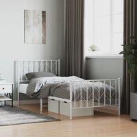 Metal Bed Frame without Mattress with FootboardWhite 90x200cm