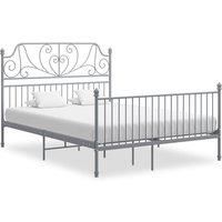Bed Frame Grey Metal 140x200 cm