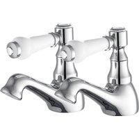 Traditional Bathroom Sink Taps Chrome Brass Cloakroom Victorian Basin Taps Pair