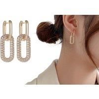 Gold-Toned Oval Earrings - Silver