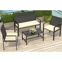 4-Seater Rattan Garden Furniture Set - Optional Cover! - Black