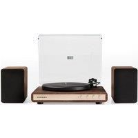 Crosley C65 Record Player with Speakers - Bluetooth Turntable with 50W Bookshelf Speakers, Easy Set Up Vinyl Player with Dust Cover, Record Player Shelf System, Audio-Technica Cartridge, Walnut