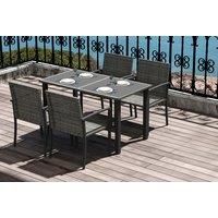 5-Piece Outdoor Rattan Dining Set Patio Conservatory In Grey Colour
