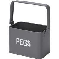 Grey Clothespin Storage Container With Handle