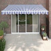 Retractable Awning Blue and White 3.5x2.5 m Fabric and Aluminium