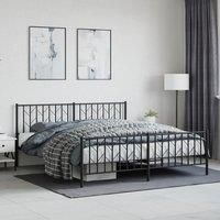 Metal Bed Frame without Mattress with Footboard Black 180x200cm