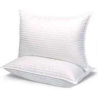 Luxury Hotel Striped Pillows - Hypoallergenic, Machine Washable, Standard Size (Pack Of 4)