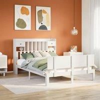 Bookcase Bed without Mattress White 150x200 cm King Size Solid Wood Pine