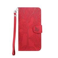 Annuo Card Holder Phone Case for Samsung Galaxy S8(5.8") Flip Case with Folding Kickstand Butterfly Tree Magnetic Wallet Case for Samsung Galaxy S8(5.8") Leather Case Shockproof Slim Red